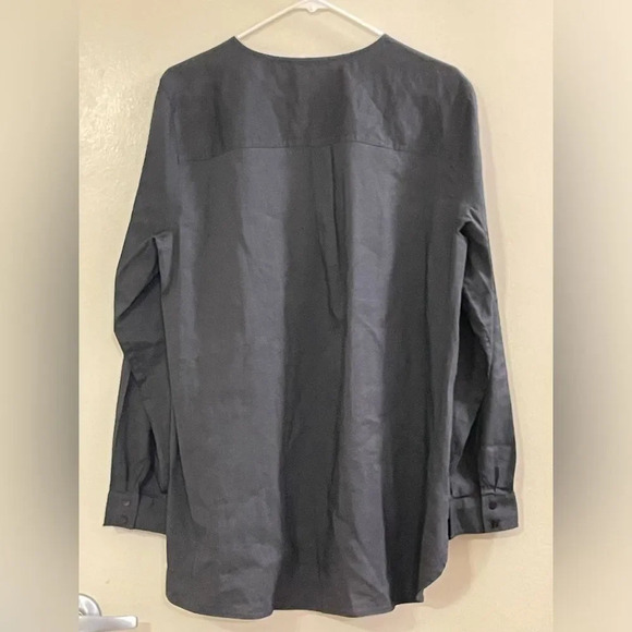 EILEEN FISHER NWOT Linen Blend Half Zip Front Roll Up Tab Sleeve - Picture 2 of 4